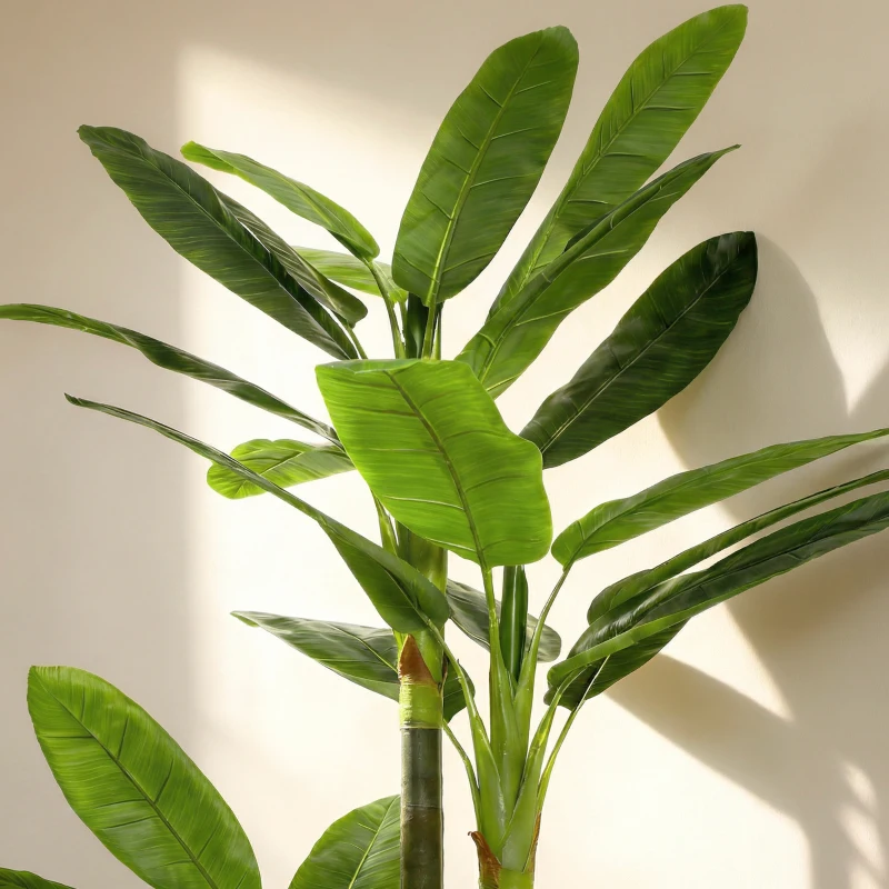 HOMCOM Bananier Artificiel Plante Factice avec 18 Feuilles, 180 cm, Vert