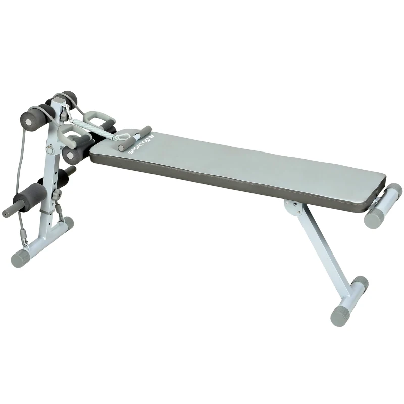 SPORTNOW Bancă multifuncțională pentru antrenament, bancă plată reglabilă cu șezut pe 3 nivele, 141 x 52 x 54-71 cm, albastru și alb