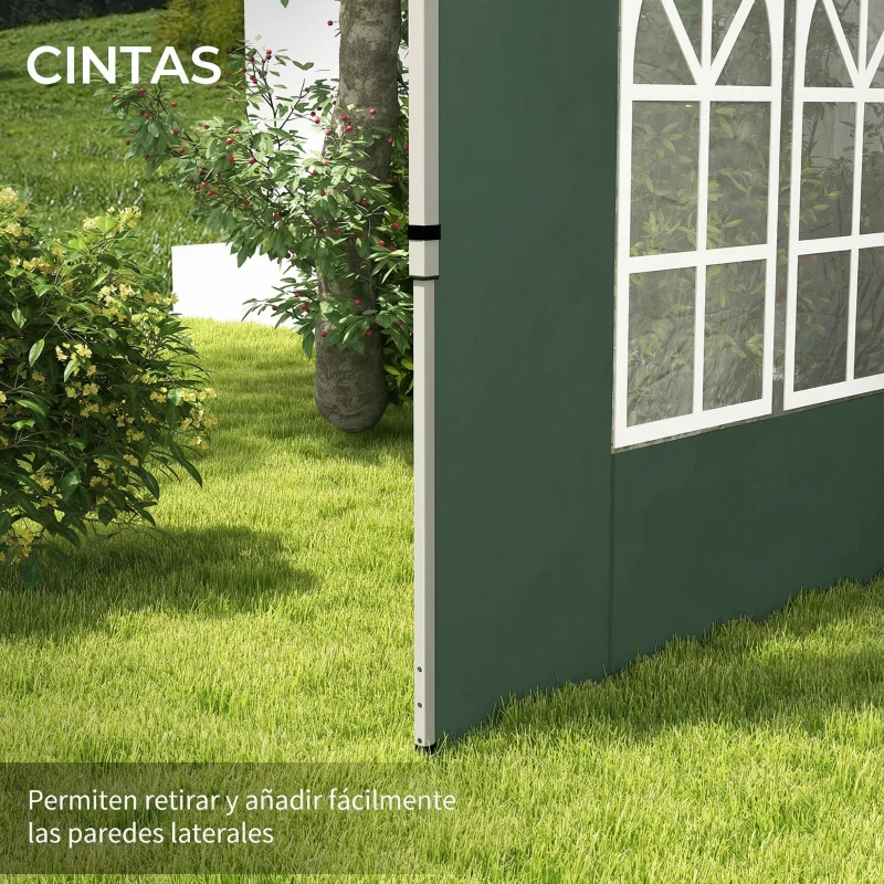 Outsunny Paredes Laterales para Carpa de 3 x 3 / 3 x 4 m 2 Paneles de Tela Oxford de 295x195 cm con Ventana para Fiestas Verde