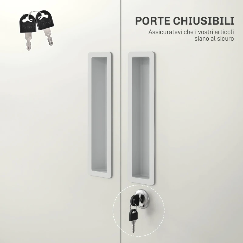 HOMCOM Armadio da Ufficio a 5 Livelli con 4 Ripiani Regolabili, in Acciaio, 80x40x180 cm, Bianco