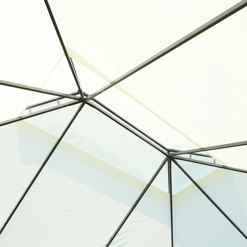 Outsunny Cenador de Jardín 4x3m Pabellón de Jardín Gazebo con Doble Techo Estructura de Aluminio UPF50+ para Exterior Crema