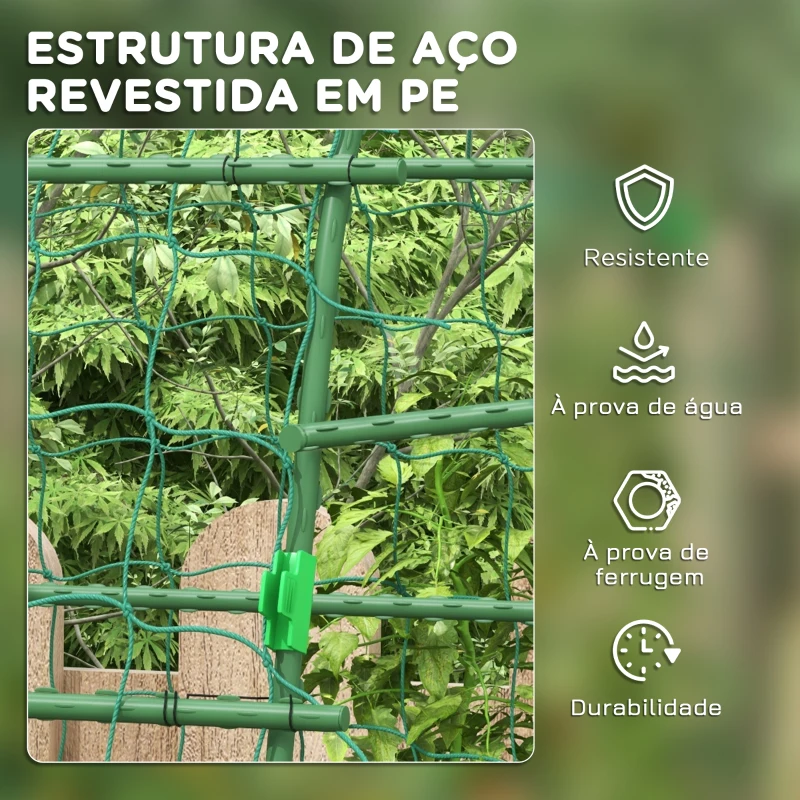 Outsunny Arco para Plantas Trepadeiras 206 cm Estrutura de Jardim para Plantas Trepadoras ao Ar Livre com Estrutura de Aço Verde