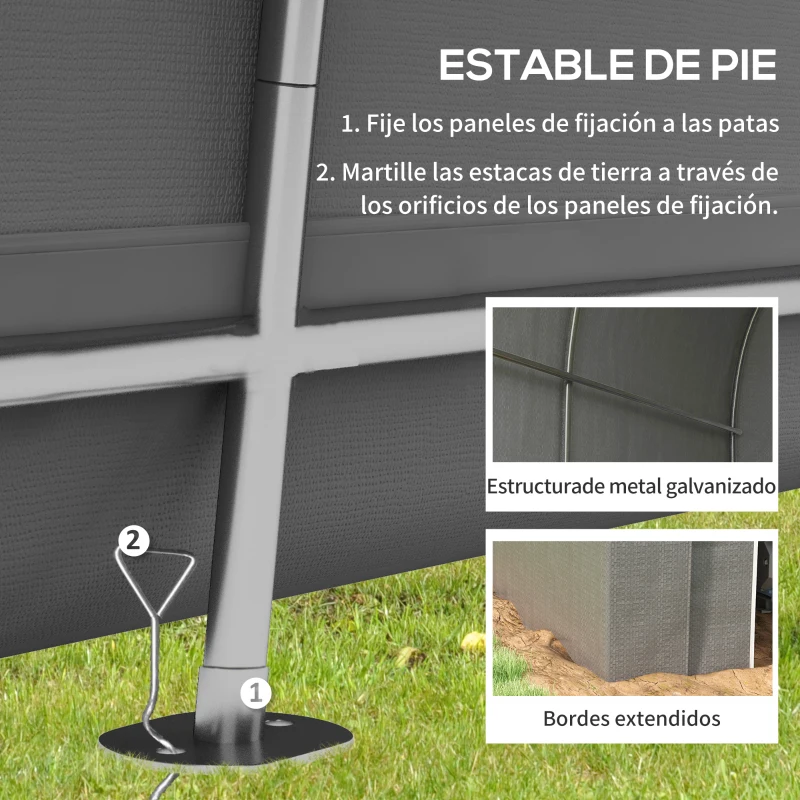 Outsunny Carpa de Jardín para Bicicletas con Marco de Acero Puerta con Cremallera Impermeable 2,4x1,6x1,9 m Gris Claro