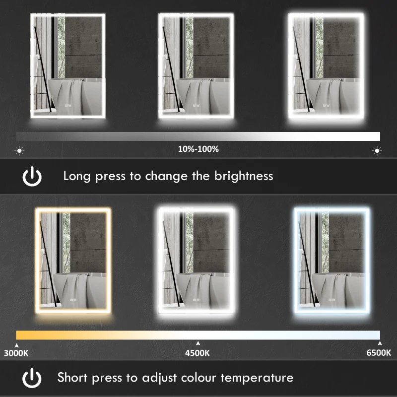 HOMCOM LED Mirror Bathroom Cabinet, with Shaver Socket