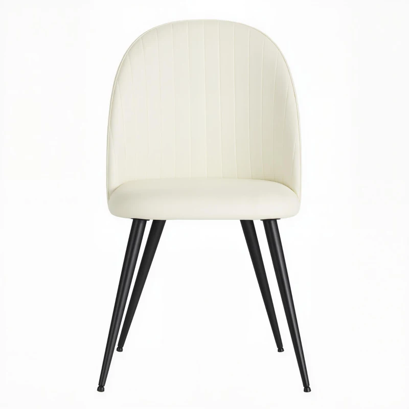 HOMCOM Pack de 4 Sillas de Comedor Modernas Sillas de Cocina Tapizada en Terciopelo con Respaldo Bajo 50x52x83 cm Crema