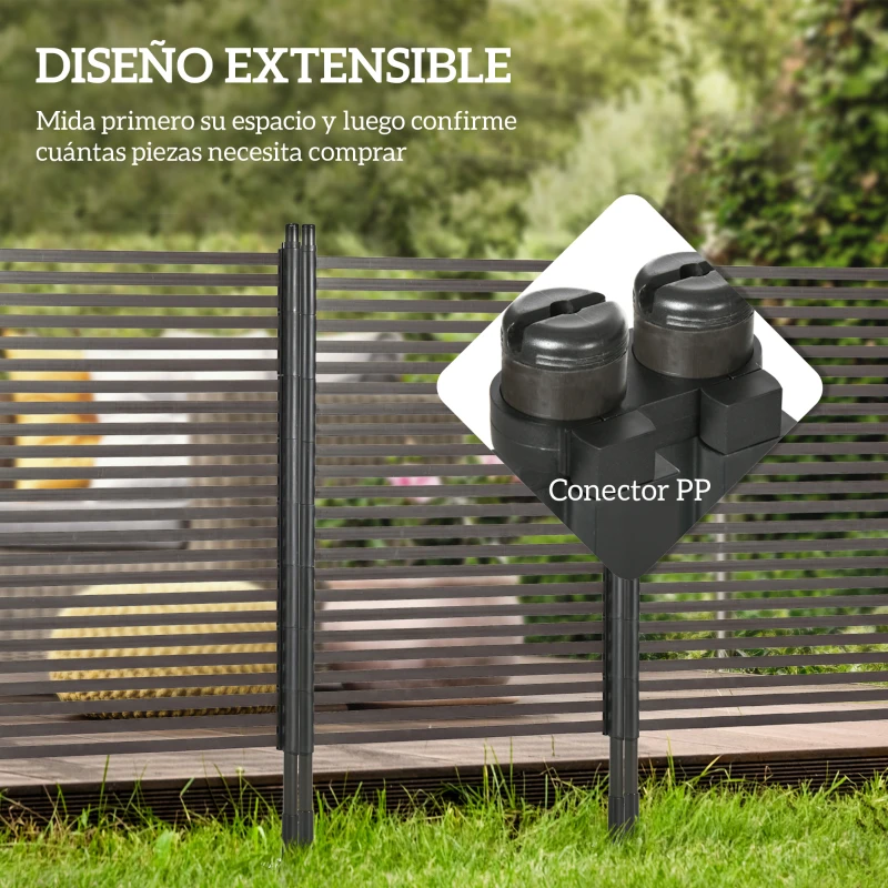 Outsunny Valla de Jardín de Acero con Revestimiento de PE 2 Modos de Instalación para Plantas Animales 93x22x150 cm Marrón