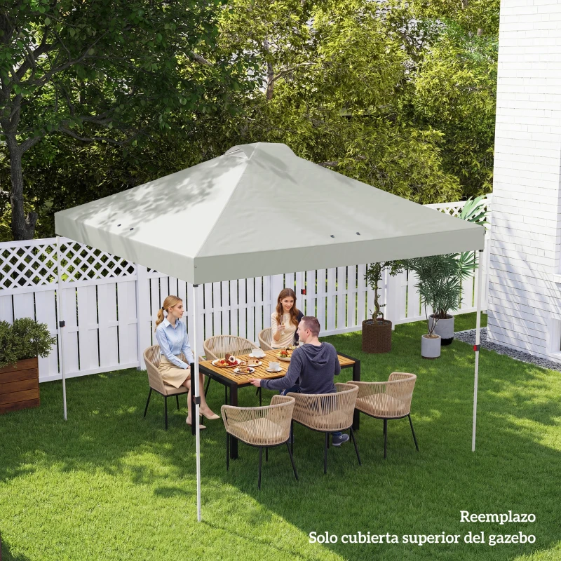 Outsunny Toldo de Pérgola de Recambio 3x3 m Techo de Repuesto para Carpa Plegable de Tela Oxford 210D Protección UV 50+ Blanco