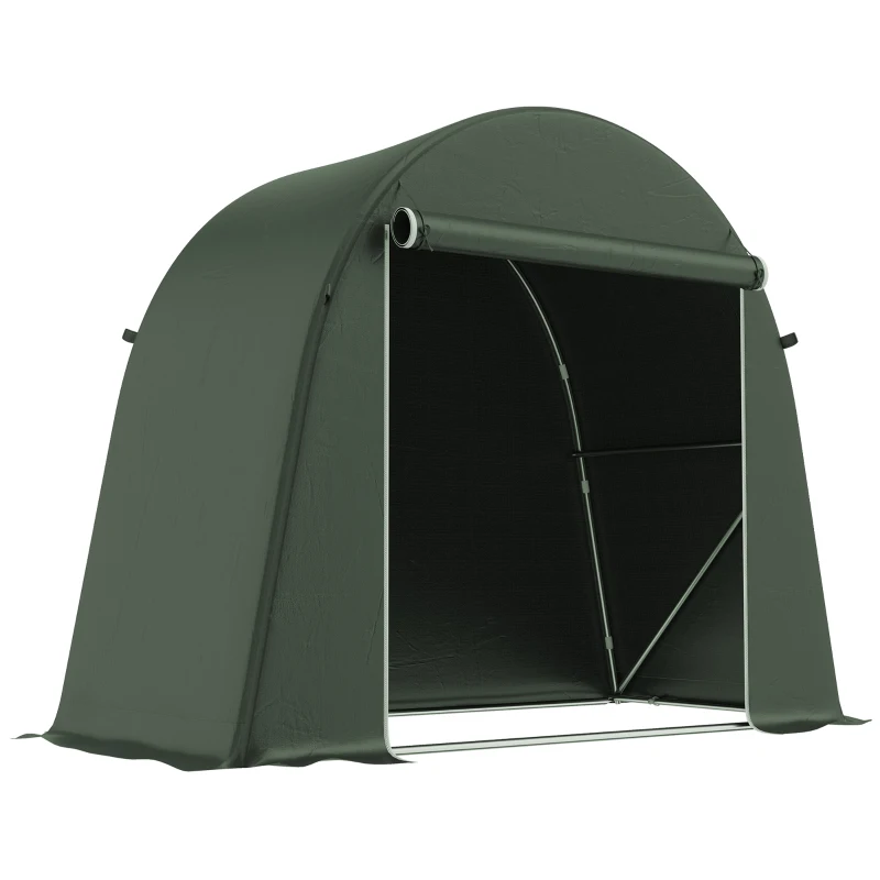 Outsunny 8 x 4 ft Garden Storage Tent, Waterproof Bike Tent with Roll-up Zipper Door and Galvanised Metal Frame, Green