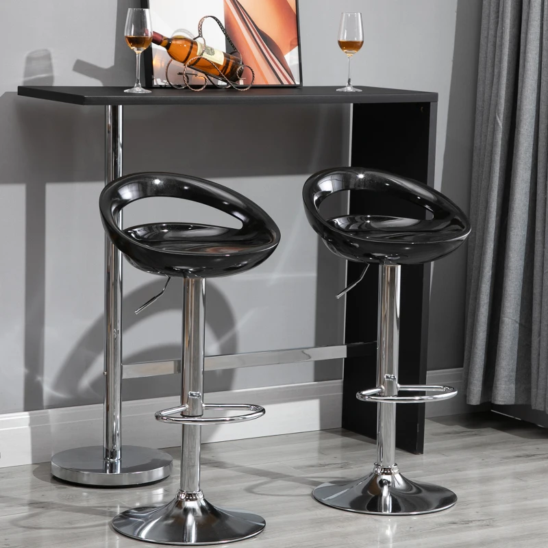 HOMCOM Lot de 2 tabourets de bar chaises de bar hauteur réglable dossier et repose-pieds pivotant à 360° 46x41x76-96cm noir