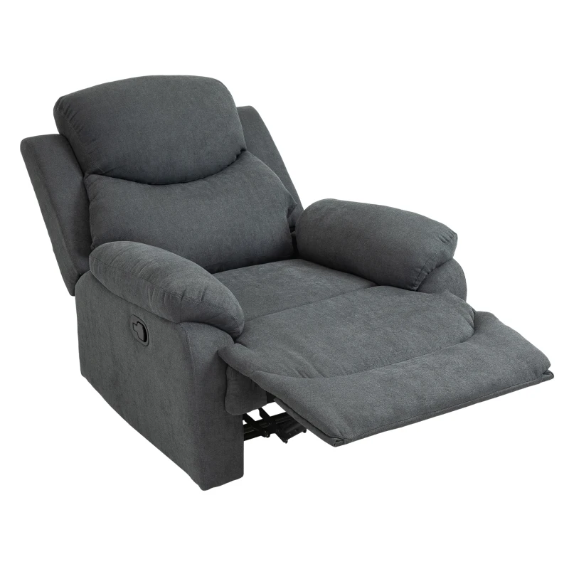 HOMCOM Sillón Reclinable Manualmente 150 Grados con Reposabrazos y Reposapiés Acolchado Grueso de Esponja Soporta hasta 150 kg 97x96x105,5 cm Gris