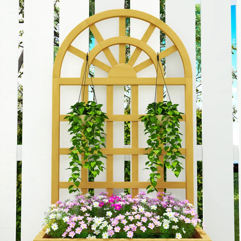 Outsunny Floreira com Treliça de Madeira para Plantas Trepadeiras com Orifícios de Drenagem Floreira Elevada 60x30x120 cm Madeira