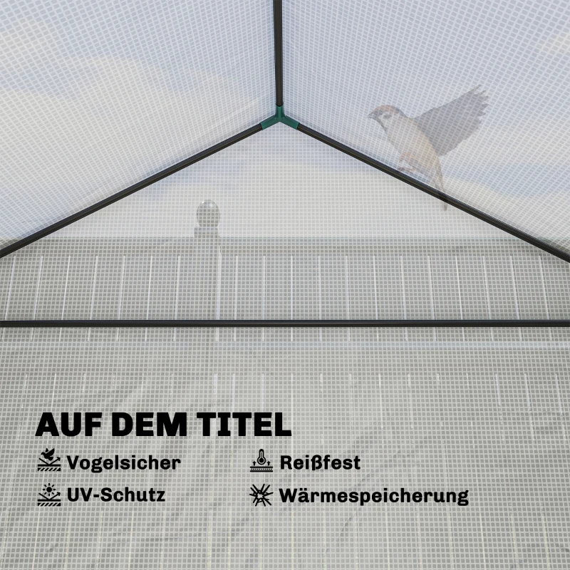 Outsunny Tomatengewächshaus Foliengewächshaus mit Hochbeet Rolltor Fenster Schrägdach 141 x 141 x 190 cm Weiß