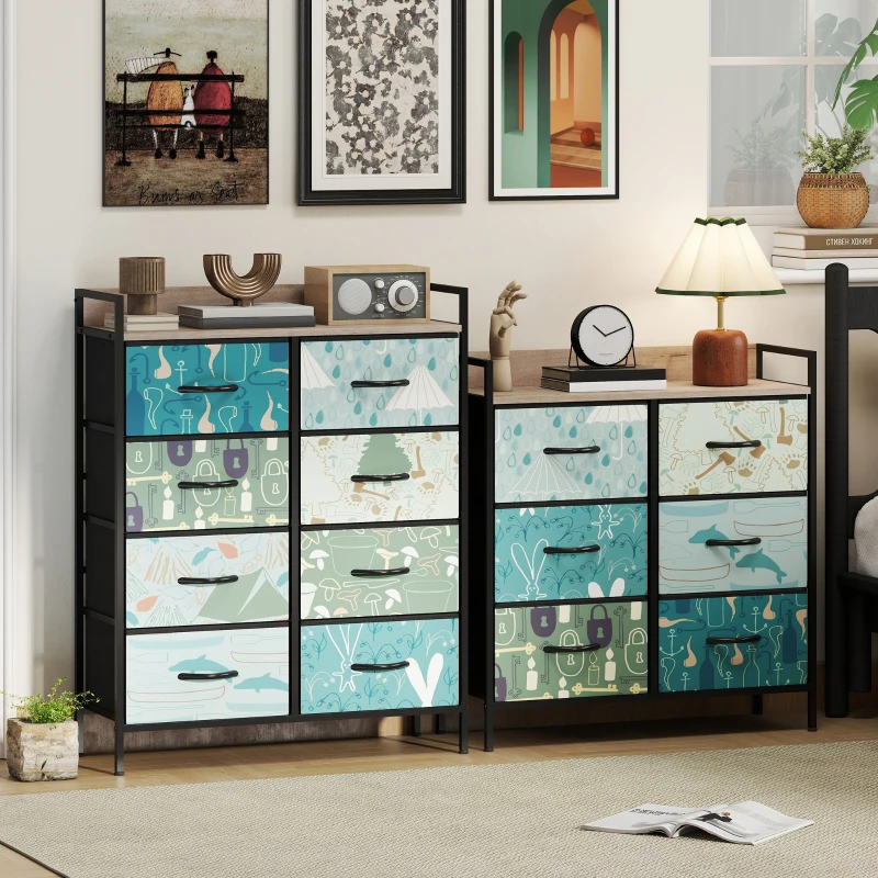 HOMCOM 8-Drawer Chest of Drawers - Blue