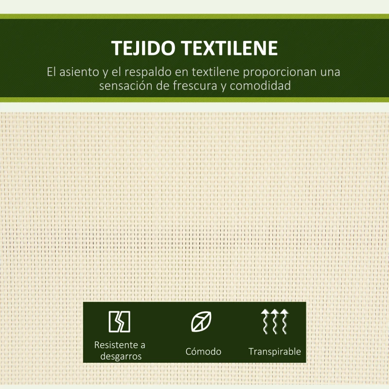 Outsunny Columpio de Jardín Exterior de 2 Plazas Techo Ajustable y Marco de Acero Asientos de Textilene 140x118x162 cm Beige
