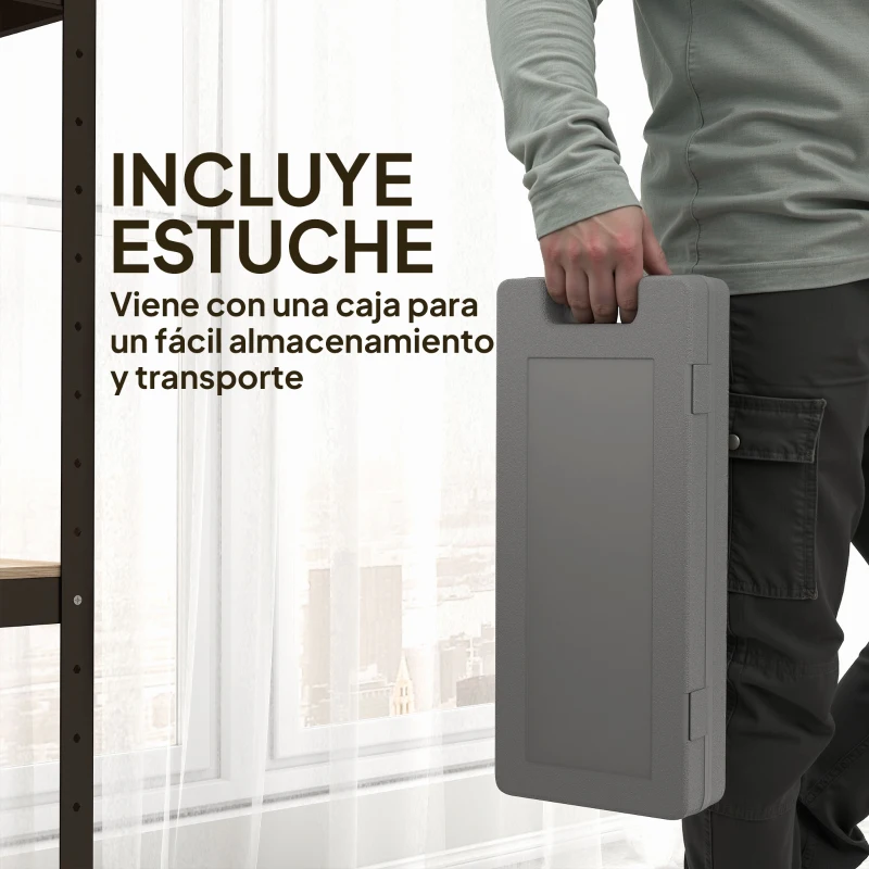 HOMCOM Juego de 6 Mancuernas Hexagonales de 1,5kg 1kg y 0,5kg con Revestimiento de PU con Maletín 43x18x7,5 cm Multicolor