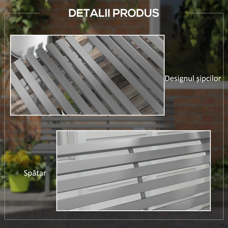 Outsunny Bancă pentru Grădină, Banca de Exterior pentru Terasă cu Șezut și Spătar cu Lamele, 123x67x79 cm, Verde