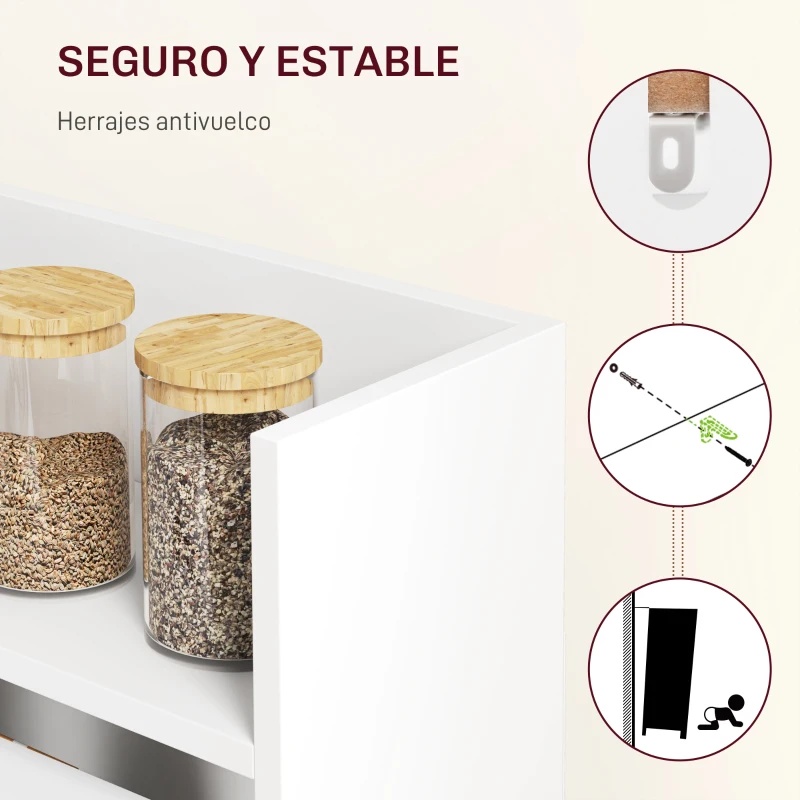 HOMCOM Mesa Plegable de Comedor Mesa de Cocina con Ala Abatible 4 Compartimentos Hasta 3 Personas 78,5x91x93 cm Blanco