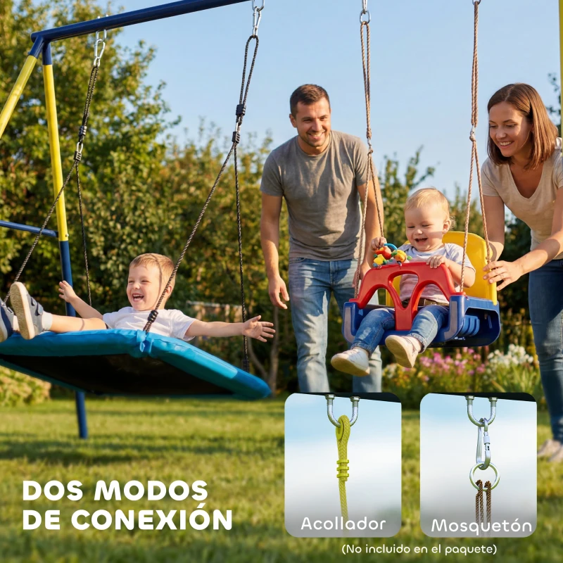 AIYAPLAY Estructura de Columpio Infantil Metálica para 2 Columpios Carga 150 kg para Asiento de Columpio Nido Azul