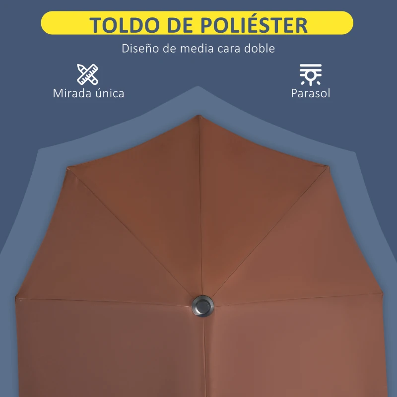 Outsunny Parasol de Terraza 200x190x240 cm con Manivela Poste de Acero y Base Cruzada Anti-UV para Terraza Balcón Café