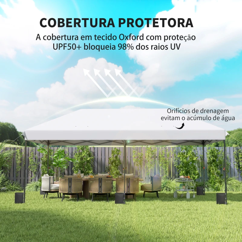 Outsunny Tenda Dobrável 6x3 m Pop-up Altura Ajustável 3 Níveis UPF50+ Fecho Central Sacos de Areia Bolsa com Rodas Prateado
