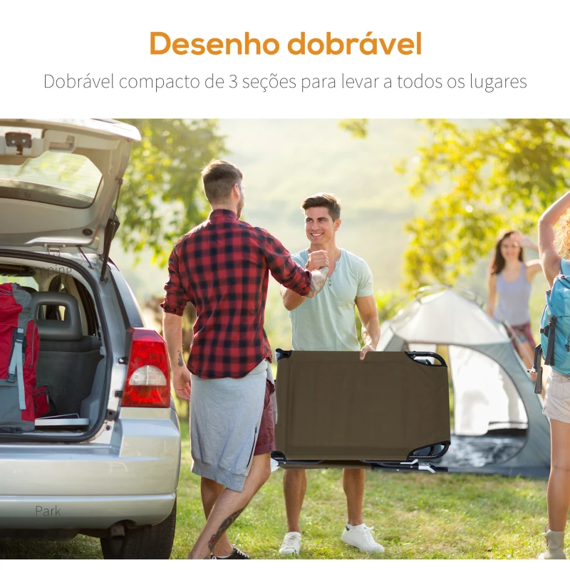 Outsunny Espreguiçadeira Dobrável com Encosto Ajustável 4 Posições com Orifício para Leitura Almofada Tecido Oxford 190x56x28 cm Castanho