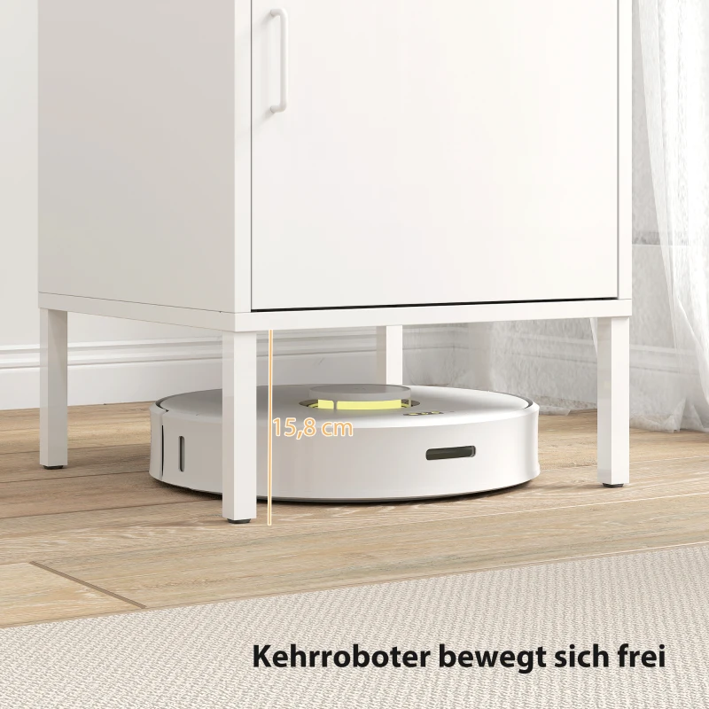 HOMCOM Nachttisch aus Stahl, Beistelltisch für verschiedene Zwecke, verstellbares Regal, für Schlafzimmer, Wohnzimmer, Weiß