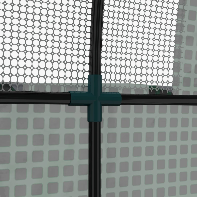 Outsunny Invernadero de Túnel con 2 Puertas Enrollables 2 Ventanas de Malla y Marco de Acero Cubierta PE 135g/m² Anti-UV Verde
