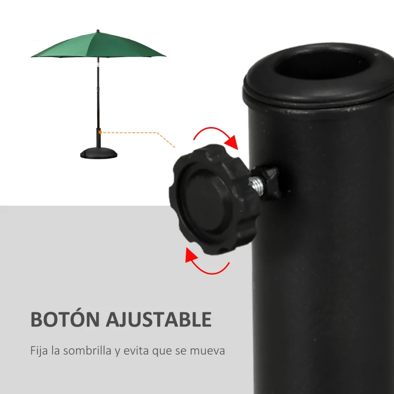 Outsunny Base para Sombrilla Redonda 25 kg Soporte de Parasol de Cemento para Sombrilla con Postes Ø33 mm Ø38 mm Ø48 mm