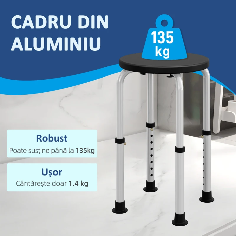 Homcom Scaun Dus – Reglabil, Antialunecare, Alb