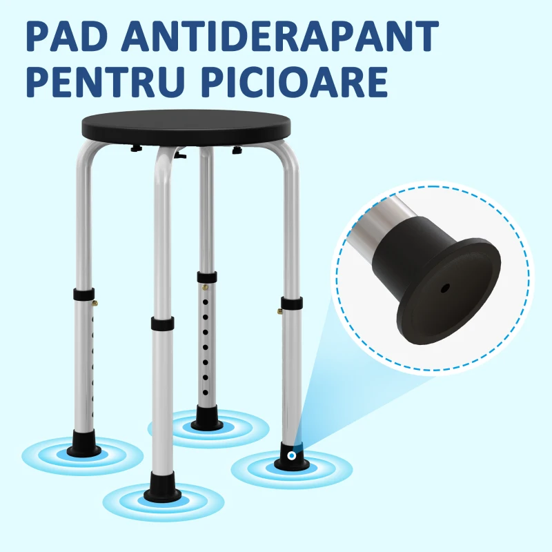 Homcom Scaun Dus – Reglabil, Antialunecare, Alb