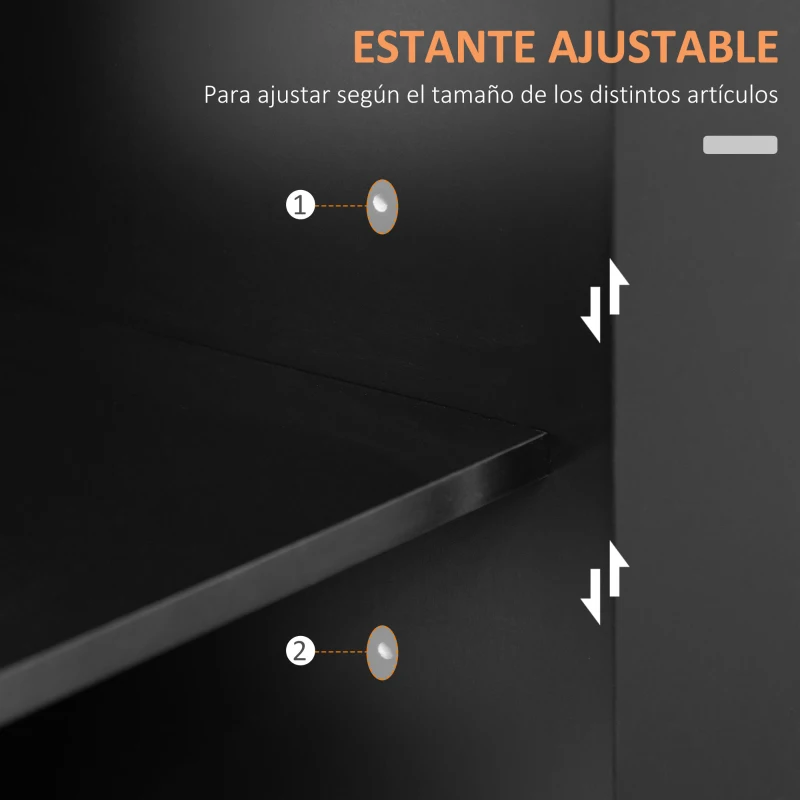 HOMCOM Carrito de Cocina con Armario con Puertas y Estante Interior Ajustable Cajón Barra y Especiero Móvil Aparador Auxiliar con Ruedas para Comedor 109x40x89 cm Negro