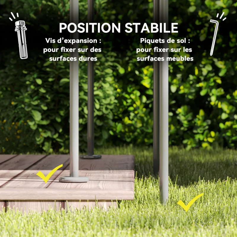 Outsunny Tonnelle de jardin extérieur pavillon 6 colonnes double toit 12 oeillets de drainage en métal 3x4m kaki