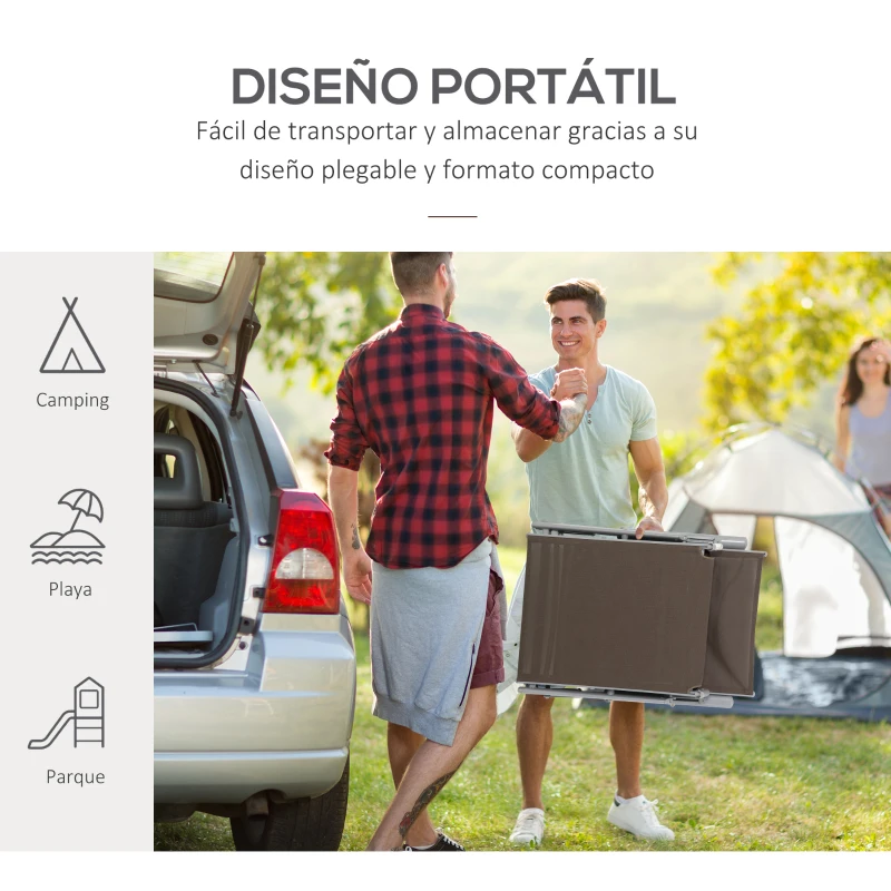 Outsunny Tumbona Plegable de Jardín con Respaldo Ajustable en 7 Posiciones Cojín Cuerpo Entero y Cabeza 137x63,5x100,5 cm Marrón