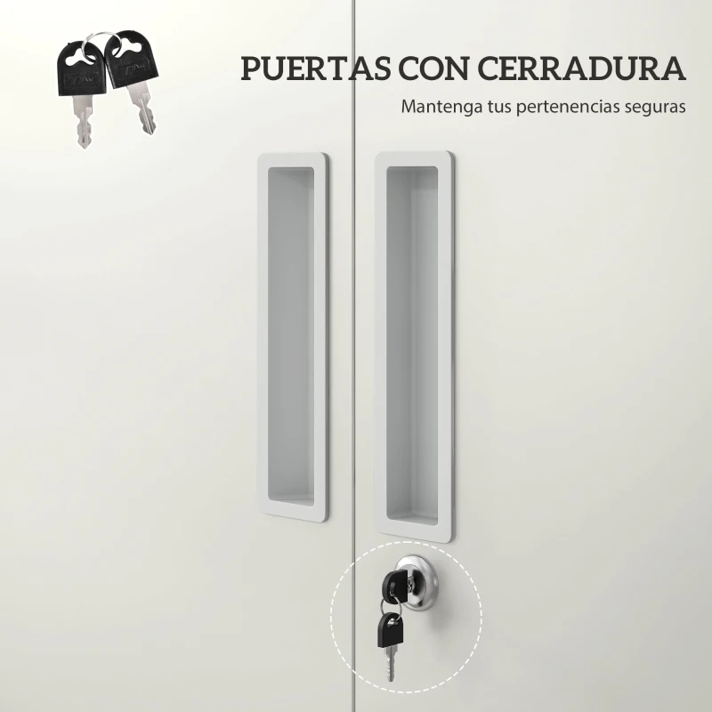 HOMCOM Archivador con Llave Estantes Ajustable Armario Archivador Metálico para Oficina Estudio Salón 80x40x180 cm Blanco
