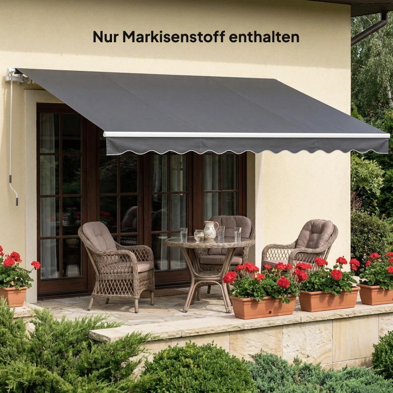 Outsunny Ersatzstoff für Markise – Sonnenschutzdach UPF 50+ für 3,5 x 2,5 m Rahmen, Dunkelgrau