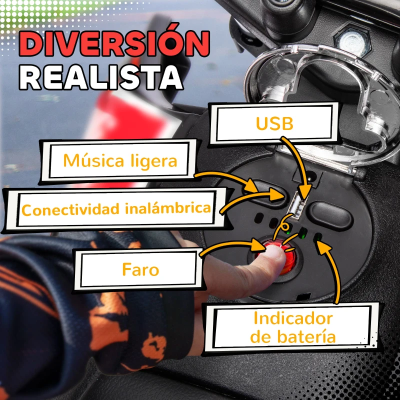 AIYAPLAY Moto Eléctrica para Niños 12V con Licencia Aprilia con Ruedas Auxiliares Desmontables 6 km/h Suspensión Trasera Blanco