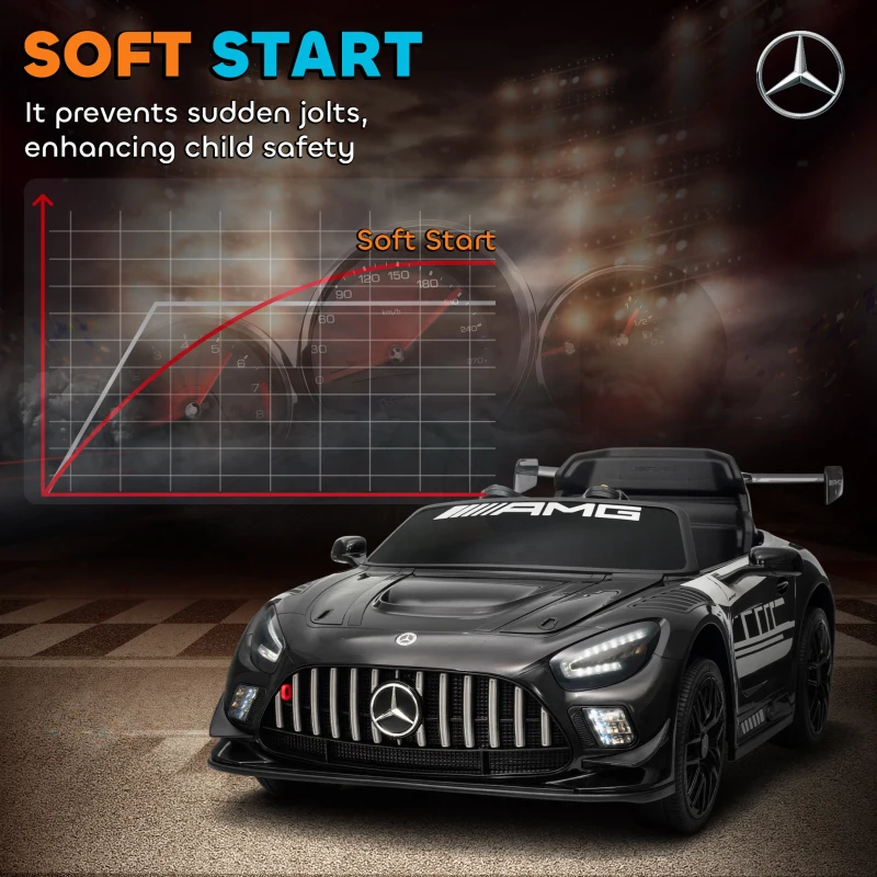 AIYAPLAY Mercedes - Elektryczny Samochód dla Dzieci, 12V Bateria, LED, Muzyka, Klakson, 3-8 Lat, Czarny