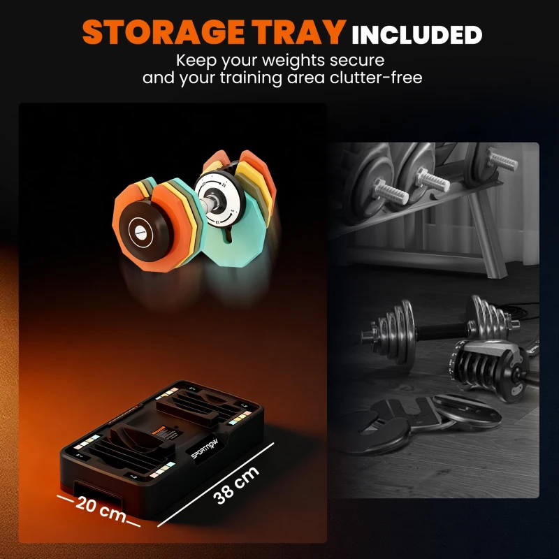 SPORTNOW Regulowana hantla, 5 kg/10 kg/15 kg/20 kg/25 kg oszczędzające miejsce hantle z antypoślizgowym uchwytem