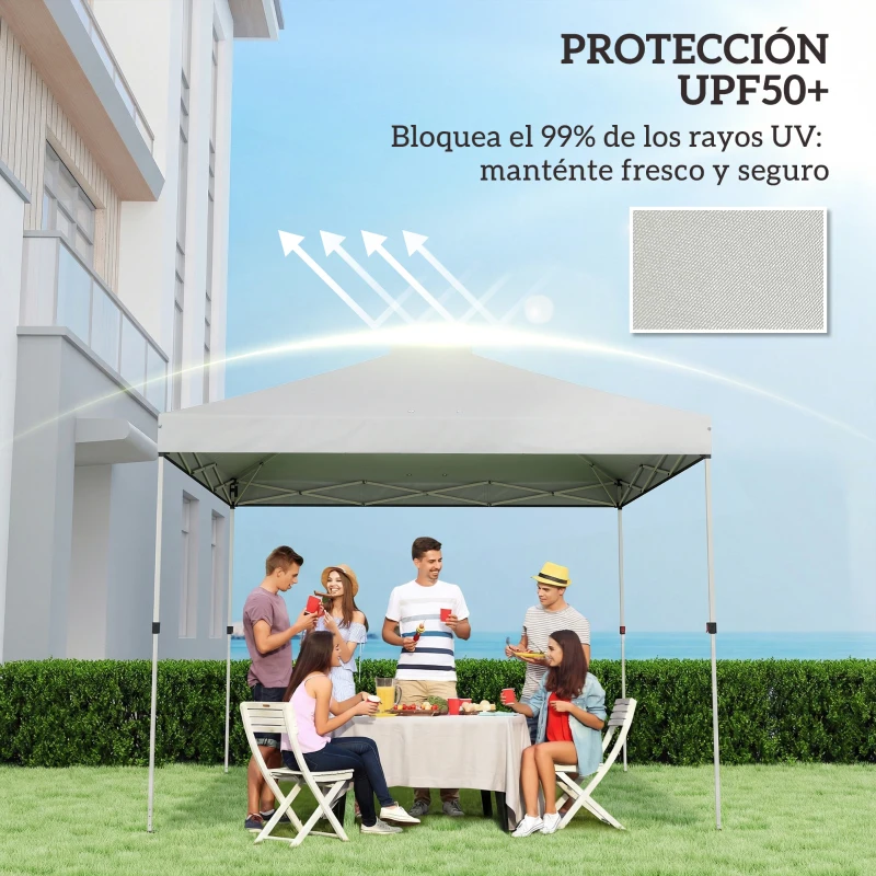 Outsunny Toldo de Pérgola de Recambio 3x3 m Techo de Repuesto para Carpa Plegable de Tela Oxford 210D Protección UV 50+ Blanco