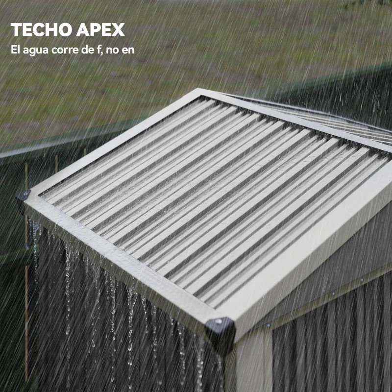 Outsunny Cobertizo de Jardín Exterior 1,1 m² 133x87x178 cm con 2 Puertas Correderas Techo Inclinado y Guantes Gris Plateado