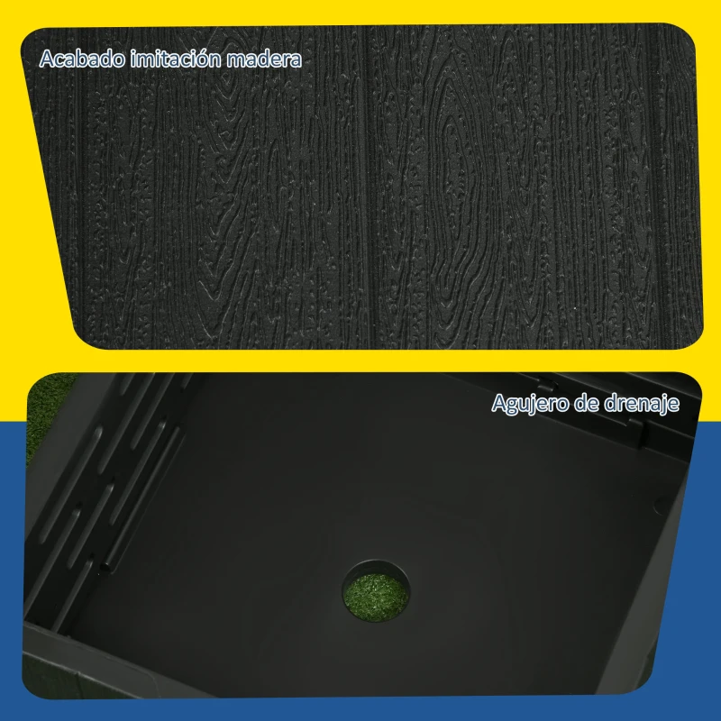 Outsunny Base para Sombrilla Exterior 3 en 1 Mesa Auxiliar Macetero con Drenaje Soporte de Parasol Rellenable Arena 80 kg Negro