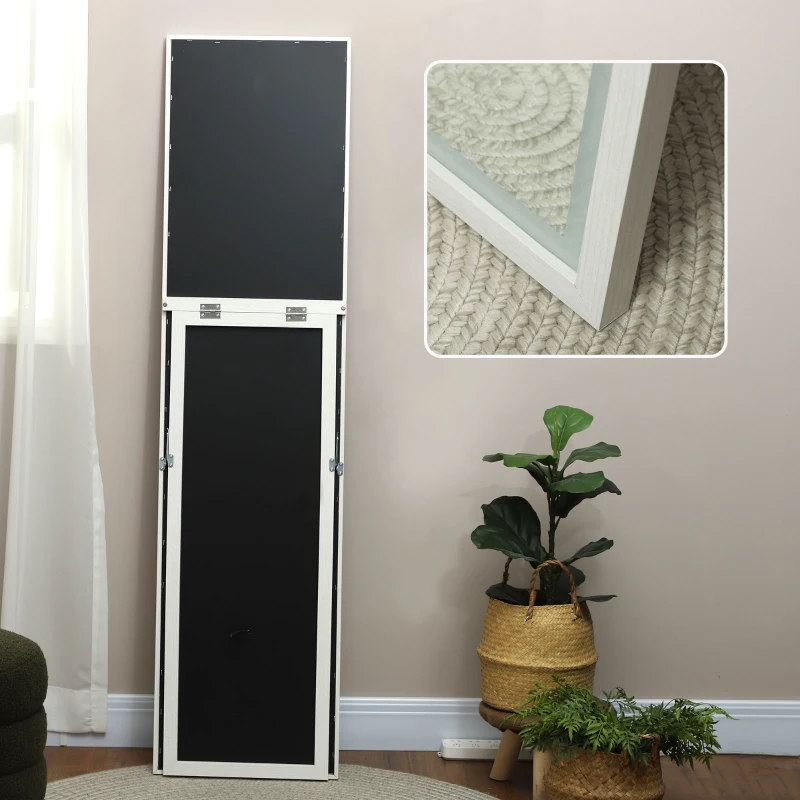 HOMCOM Oglindă Iluminată cu Lumini LED Reglabile și Buton Tactil, din Sticlă și MDF, 40x5x160 cm, Alb