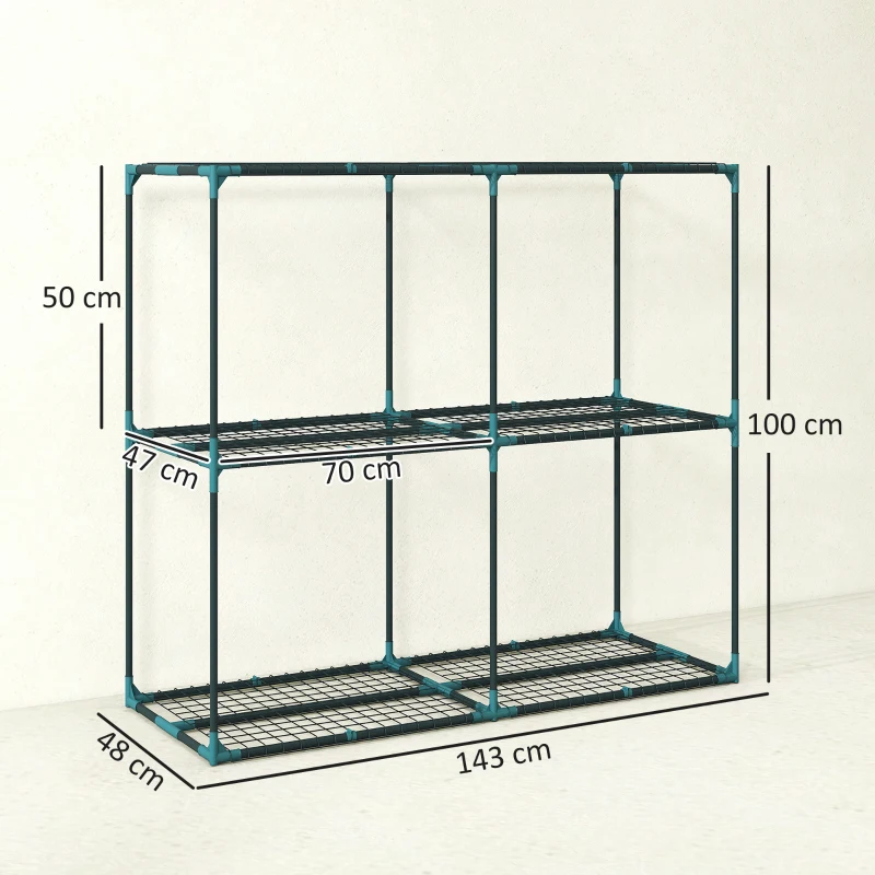 Outsunny Suporte para Plantas de 3 Níveis Estante para Plantas de Aço para Interior e Exterior 143x48x100 cm Verde