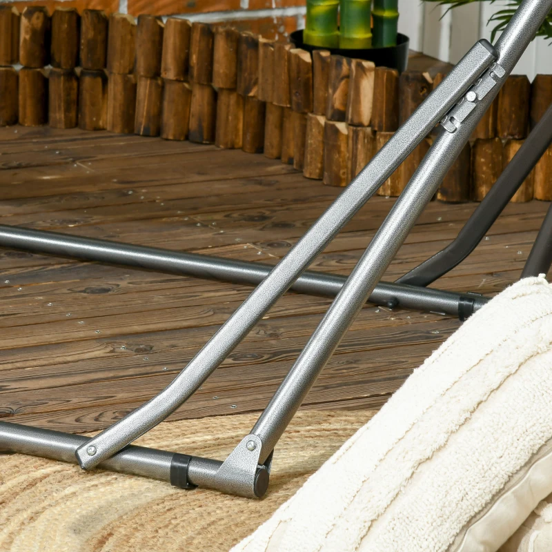 Outsunny Hamaca con Soporte Plegable 2 en 1 Tendedero con Barra Estructura de Acero para Jardín 270x100x94 cm Azul y Verde