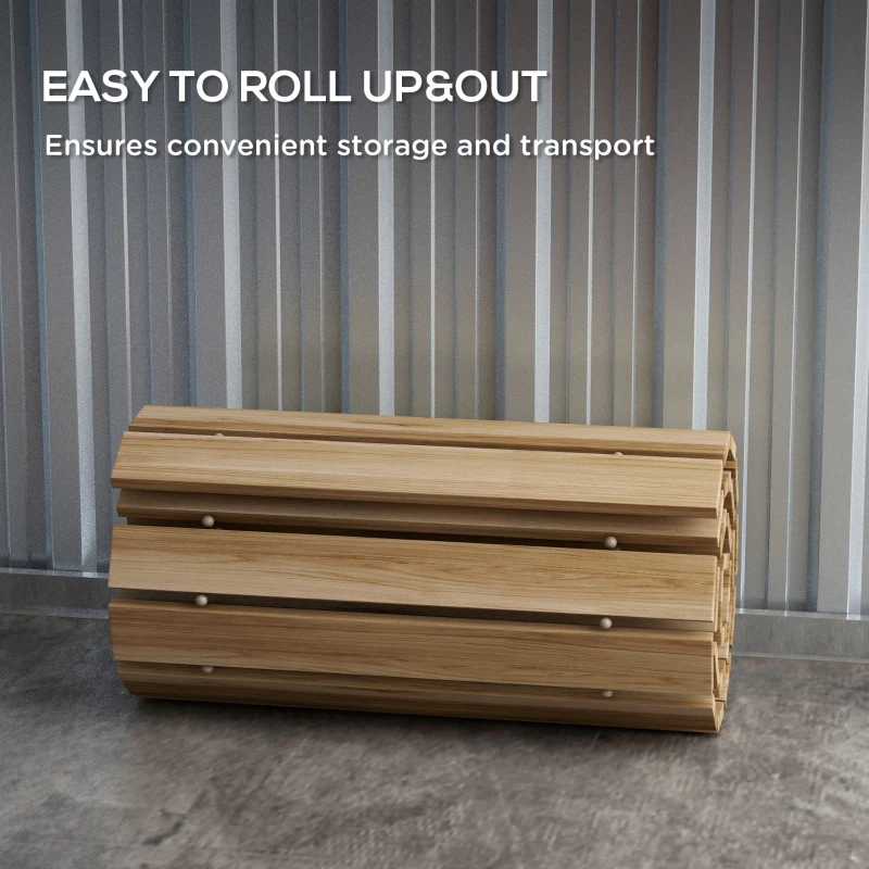 Outsunny Covor de Grădină din Lemn 120 x 38 cm | Cărare Arrotolabilă pentru Spații Exterioare | Covor Decorativ și Rezistent pentru Grădină, Plajă, Nunți sau Petreceri