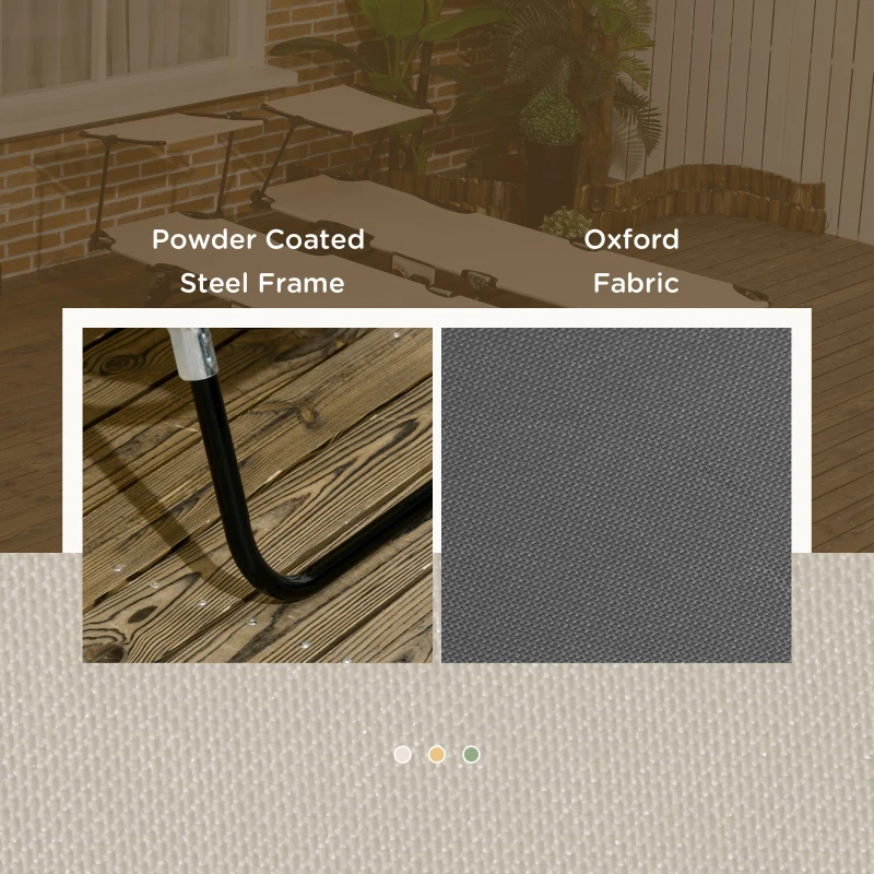 Outsunny Zestaw 2 składanych leżaków ogrodowych z 5-stopniową regulacją oparcia i daszkiem przeciwsłonecznym, w kolorze ciemnoszarym