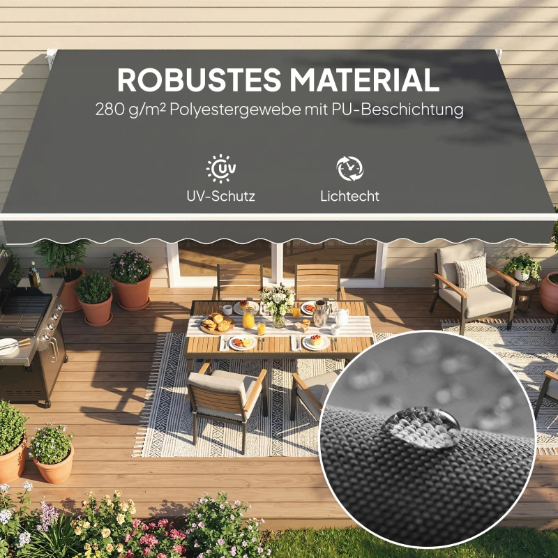 Outsunny Ersatzstoff für Markise – Sonnenschutzdach UPF 50+ für 3,5 x 2,5 m Rahmen, Dunkelgrau