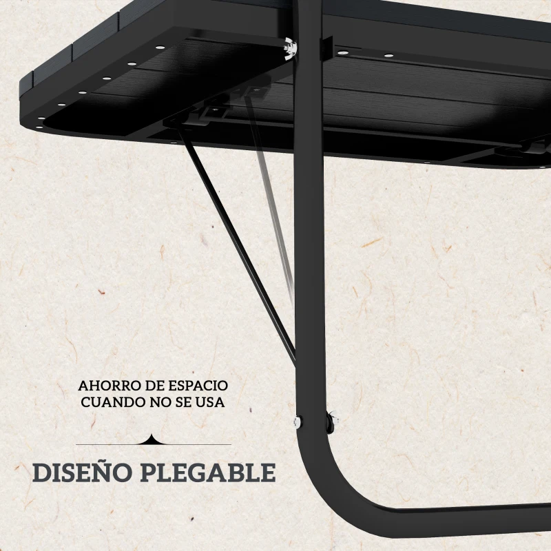 Outsunny Mesa Colgante para Balcón Plegable de Aluminio con Altura Ajustable en 4 Niveles Carga 25 kg 60x40x55-64 cm Negro