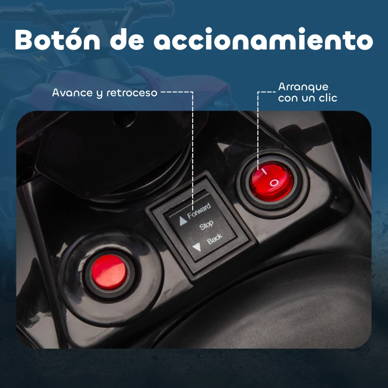 AIYAPLAY Quad Eléctrico para Niños 6 V Quad para Niños de 37 a 72 Meses Velocidad hasta 3 km/h Faros y Música 70x42x45 cm Rosa