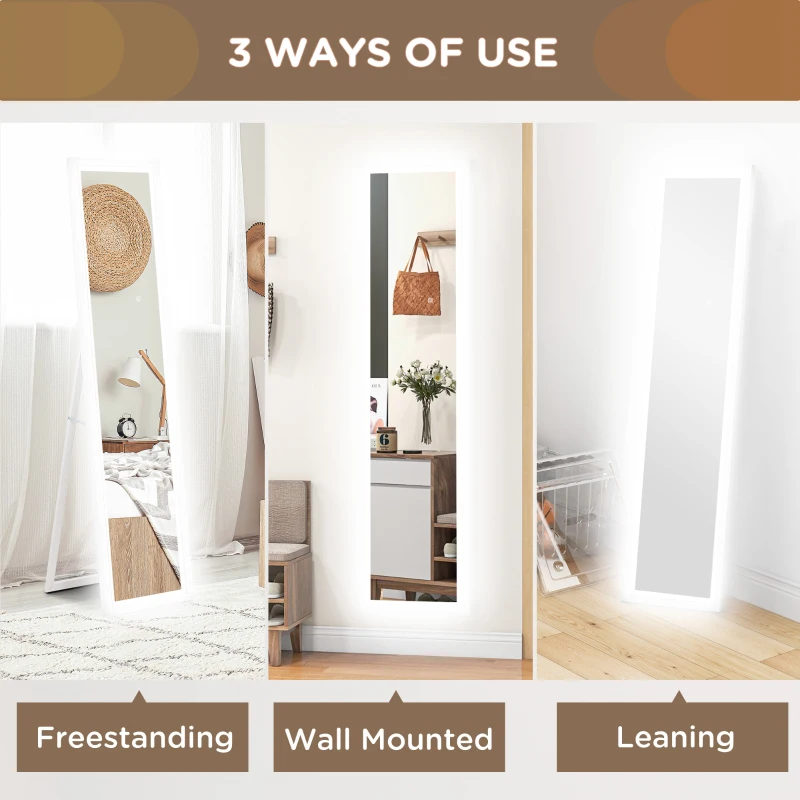 HOMCOM Lustro stojące 40 x 160 cm z LED, lustro ścienne